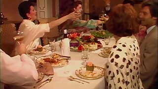 Vintage couple has a very nice exciting dinner together